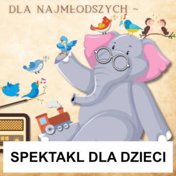 Grafika przedstawia słonika, który na trąbie ma okulary, dookoła ćwierkają ptaszki
