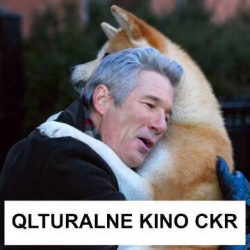 Grafika przedstawia mężczyznę tulącego sie do psa
