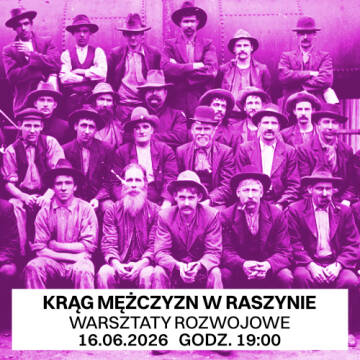 Obraz przedstawia retro zdjęcie grupy mężczyzn