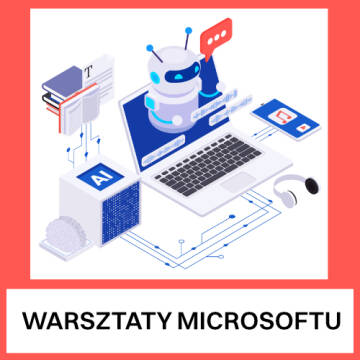 grafika przedstawia rysunek laptopa, z książkami, robota, telefon z muzyką, znak sztucznej inteligencji