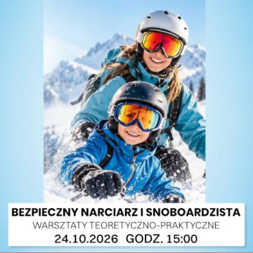 grafika przedstawia rodzinę zjeżdzającą na nartach