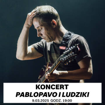 Grafika przedstawia zamyślonego artystę Pawła Sołtysa (Pablopavo). Muzyk jedną ręką trzyma gitarę, drugą poprawia włosy