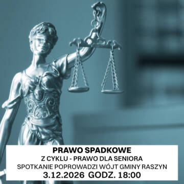 Grafika przedstawia posąg trzymający wagę, symbol sprawiedliwości 