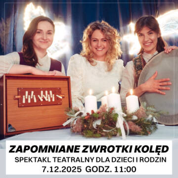 grafika przedstawia trzy uśmiechnięte kobiety w świątecznej aranżacji