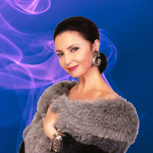 Grafika przedstawia zdjęcie portretowe sopranistki Grażyny Brodzińskiej