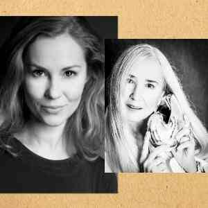 zdjęcie przedstawia dwa czarno-białe portrety wokalistek występujących w koncercie