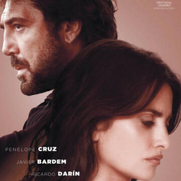 Fragment plakatu filmowego. Na plakacie znajdują się główni bohaterowie Penelope Cruz i Javier Bardem