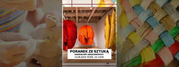 Grafika przedstawia duże rzeźby tkaniny Magdaleny Abakanowicz tzw. abakany