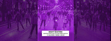 grafika przedstawia mieszkańców gminy jadących na rolkach i rowerów