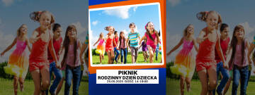 Grafika przedstawia biegnące dzieci po trawie w słoneczny dzień.