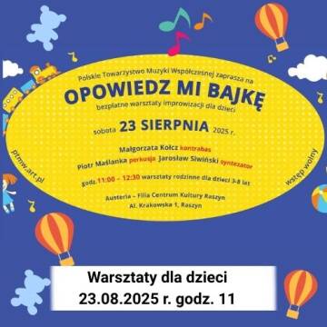 Grafika dziecięca, kolorowa przedstawia misia, balon, nutki, latawiec oraz białe chmurki